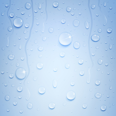 variety of water drops on a blue backgroundのイラスト素材
