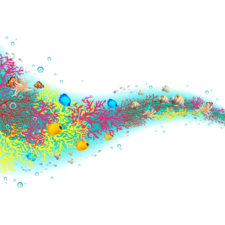 background with tropical fish and coralのイラスト素材