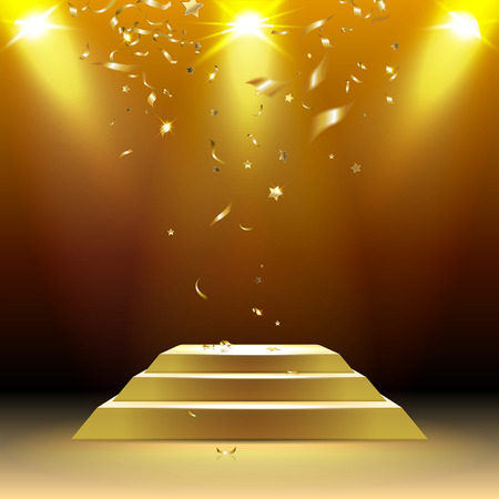 podium in the rays of light with confettiのイラスト素材