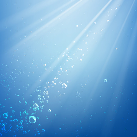 Bubbles in the water on a background of light raysのイラスト素材