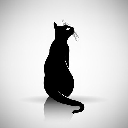 stylized silhouette of a cat on a light backgroundのイラスト素材