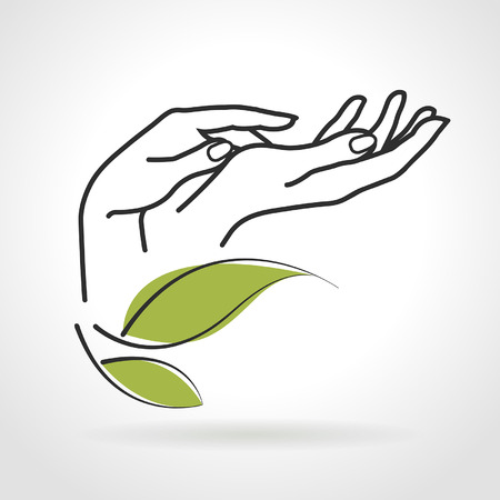 female hands caring for them on a white backgroundのイラスト素材