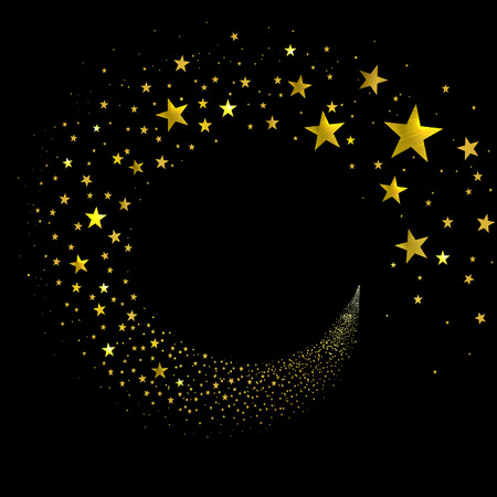 banner from stream of stars on a black backgroundのイラスト素材