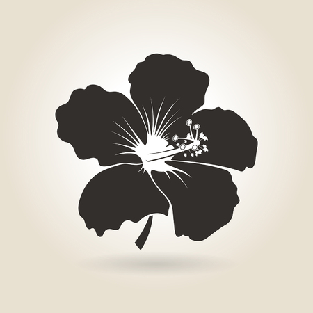 Icon hibiscus flower on a light backgroundのイラスト素材