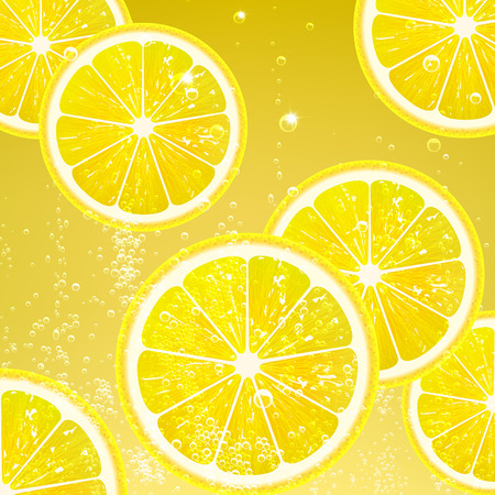 lemonade with slices lemon and bubblesのイラスト素材