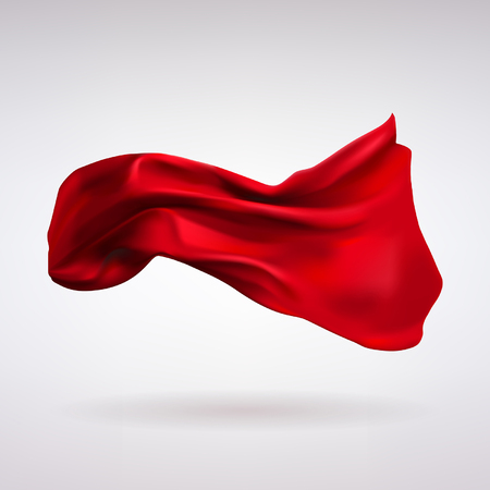 red satin fabric flying in the wind on a light backgroundのイラスト素材