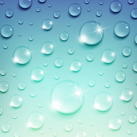 shiny water drops on a blue backgroundのイラスト素材
