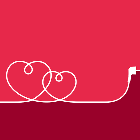 electric wire in the form of hearts on a red backgroundのイラスト素材