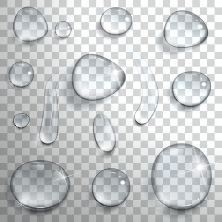 set of water drops on a transparent backgroundのイラスト素材