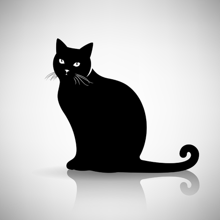 silhouette of a cat sitting on a light backgroundのイラスト素材