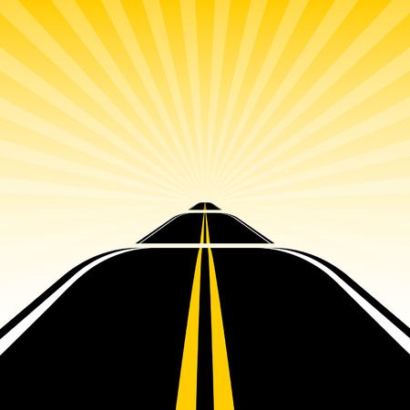 road on the background of sun raysのイラスト素材