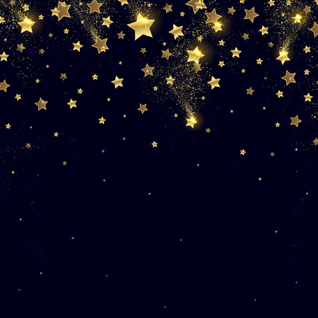 salute of golden stars with sparks on a dark backgroundのイラスト素材