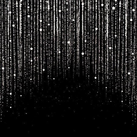 curtain of silver particles on a black backgroundのイラスト素材