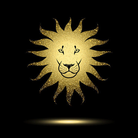 stylized lion head on a black backgroundのイラスト素材