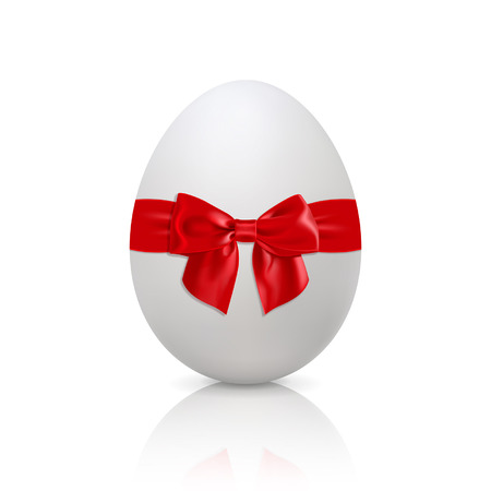 Easter egg  with red bow on a white backgroundのイラスト素材