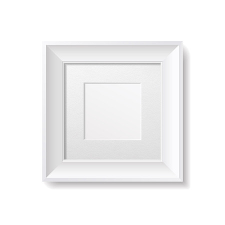 White square frame with a cardboard passepartout on a white backgroundのイラスト素材