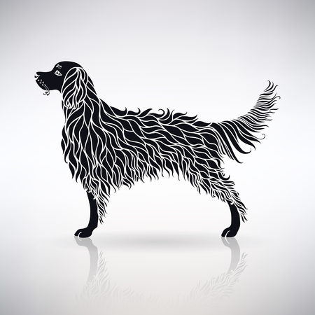 Silhouette of a stylized dog on a light background.のイラスト素材