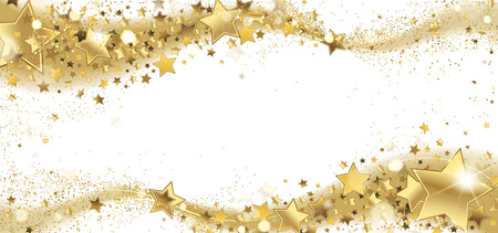 frame of golden sparkling stars on a white backgroundのイラスト素材