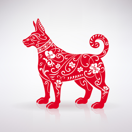 stylized red dog on a light backgroundのイラスト素材