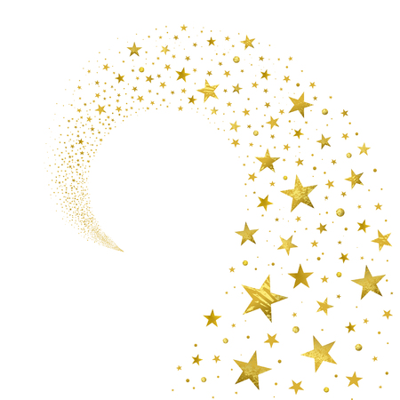 swirl of gold stars on a white backgroundのイラスト素材