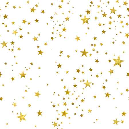 seamless pattern of decorative golden stars on a white backgroundのイラスト素材