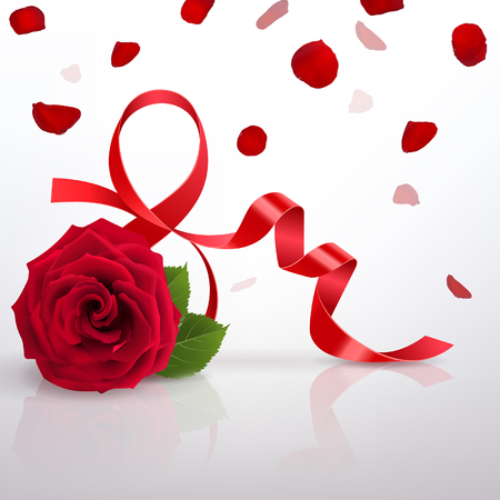 Greeting card with International Women's Day and red rose on a light background.のイラスト素材