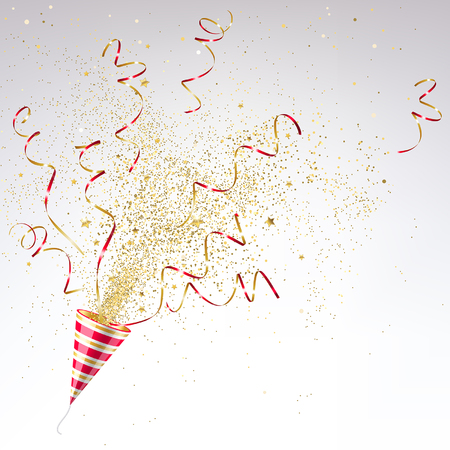 Party popper with confetti on a light background.のイラスト素材