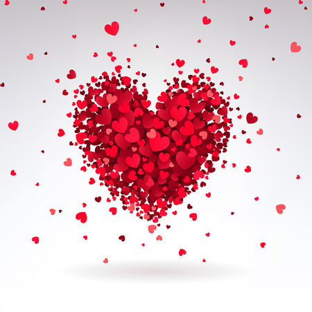 romantic heart of red hearts on a light backgroundのイラスト素材