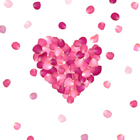 heart of pink rose petals on white backgroundのイラスト素材
