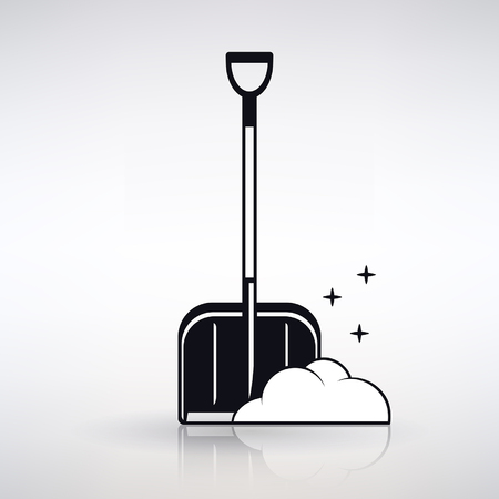 Icon shovel for snow cleaning on a light backgroundのイラスト素材
