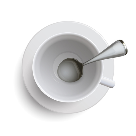 Empty white cup with a spoon vectorのイラスト素材