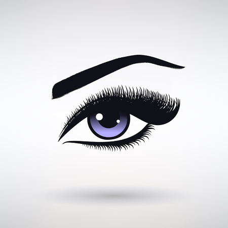 female eye with long eyelashes on a light backgroundのイラスト素材