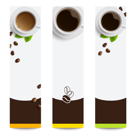 banners with coffee on white backgroundのイラスト素材