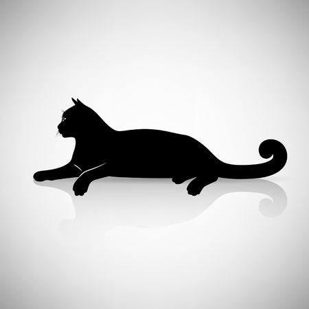 stylized reclining cat on a light backgroundのイラスト素材