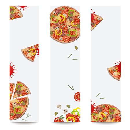 pizza set banners on white backgroundのイラスト素材