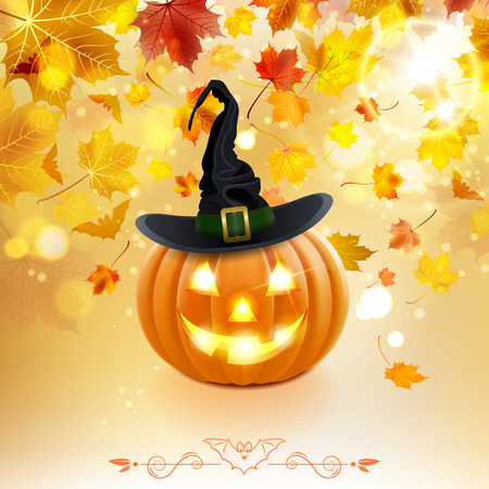 halloween pumpkin on a sunny autumn backgroundのイラスト素材