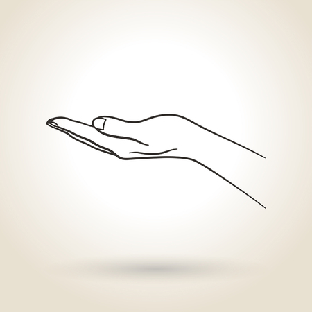 empty open hand on a light background  のイラスト素材