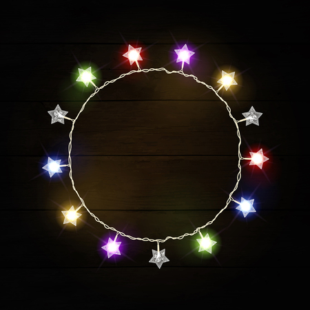 christmas banner multicolored  garland on a dark backgroundのイラスト素材
