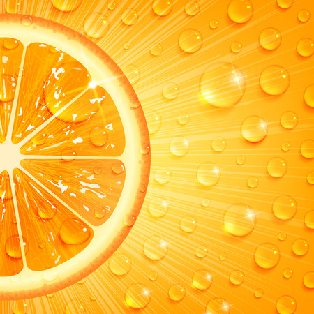juicy orange background with water dropsのイラスト素材