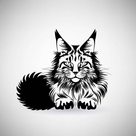 portrait of a cat with a predatory gaze on a light backgroundのイラスト素材