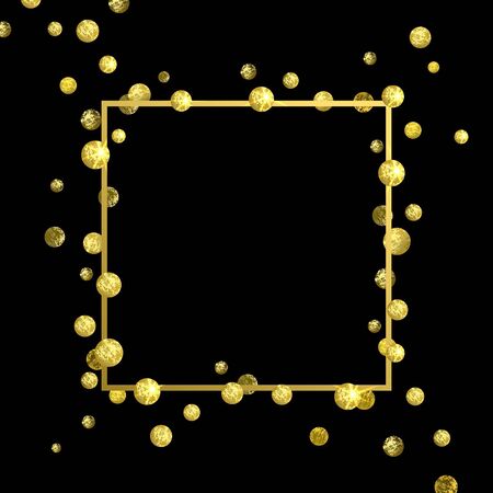frame of golden confetti on a black backgroundのイラスト素材