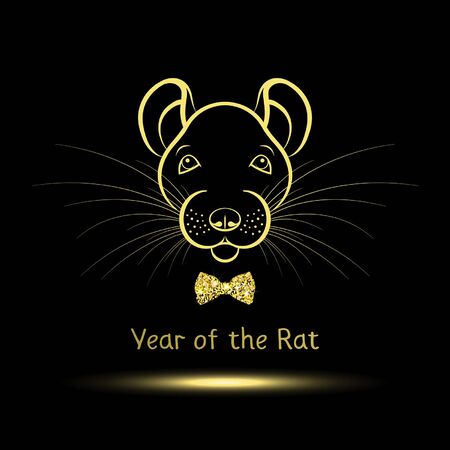 symbol year rat icon on black backgroundのイラスト素材