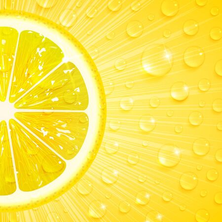 juicy lemon background with water dropsのイラスト素材