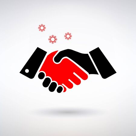 sign transmission of the virus through shaking hands on a light backgroundのイラスト素材