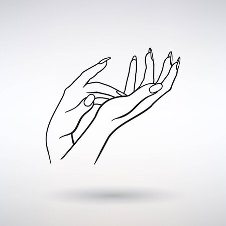 icon female hands cosmetic care on light backgroundのイラスト素材