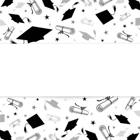 Graduate caps and diplomas on whiteのイラスト素材