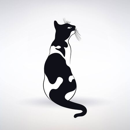 stylized cat with black and white spots on a light backgroundのイラスト素材