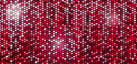 horizontal banner of red glitter heartsのイラスト素材