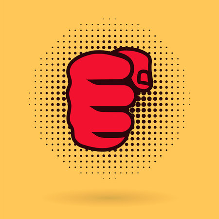 powerful male fist icon on yellow backgroundのイラスト素材