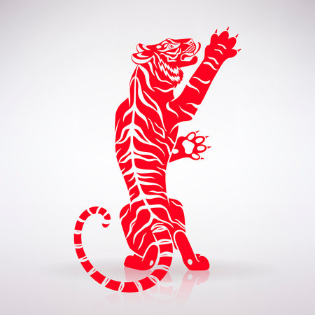 stylized red tiger on a light backgroundのイラスト素材